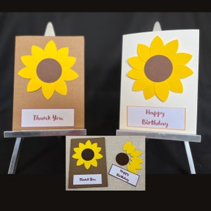 Confezione da 5 kit per realizzare biglietti fai da te per bambini, biglietti di ringraziamento/compleanno con girasole