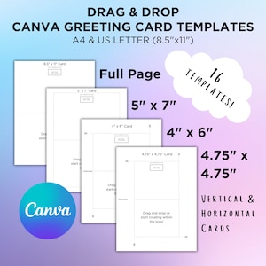 Printable Greeting Card Canva Template Bundle 5x7 4x6 Editable Drag and Drop Canva Card Template Commercial Use Card Design A4 US Letter POD