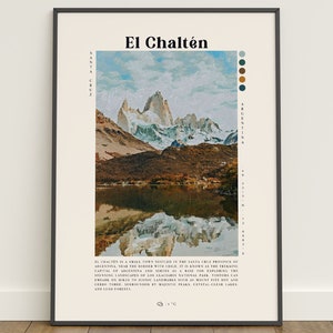 El Chalten Travel Print, El Chalten Palette & Digital Painting, El Chalten Decor, El Chalten Poster, El Chalten Wall Art, Argentina Gift