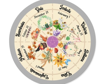 Pagan Wheel of the Year Round Vinyl Stickers