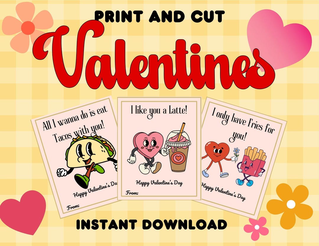 Food Pun Valentine Cards for Kids | Printable at Home | Instant ...