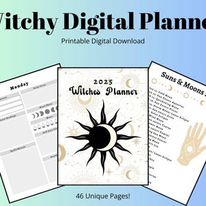 Printable Witchy Calendar Planner 2025 Digital Download Print at Home