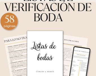 Planificador de listas de verificación para bodas / Más de 50 páginas editables (Canva y PDF)