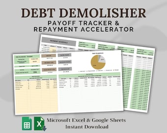 Debt payoff tracker repayment calculator excel spreadsheet or google sheets (Template for debt payment tracking snowball & avalanche method)