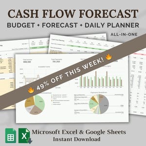 Cash Flow Forecast Spreadsheet for Excel & Google Sheets | Built by CFO | All-in-One Cashflow Budget, Planner and Forecast Template