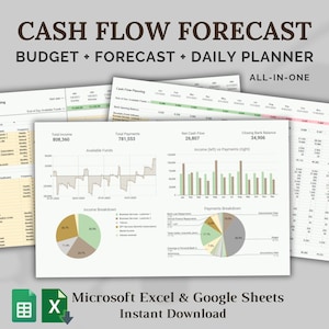 Feuille de calcul des prévisions de trésorerie : modèle Excel et feuilles de calcul Google | Planificateur de budget et modèle de trésorerie pour les entreprises
