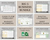 Business Spreadsheet Bundle: Cash Flow, Budget, Debt & Calendar Templates | Excel or Google Sheets