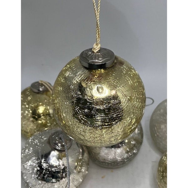 Crackled Glass Kugel-style Ornament 4.5"