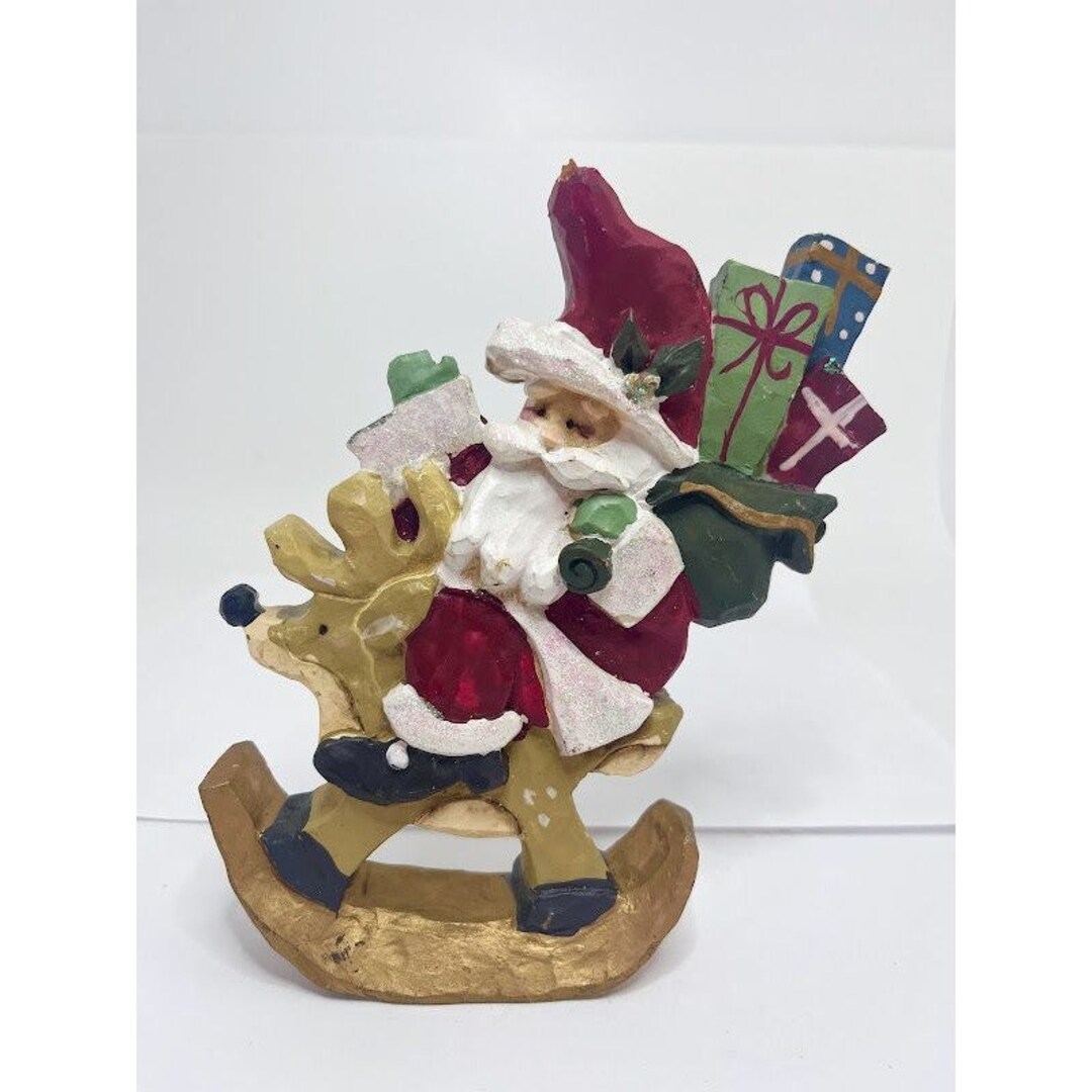 Kurt S. Adler Santa on a Rocking Reindeer Toy Figurine Etsy