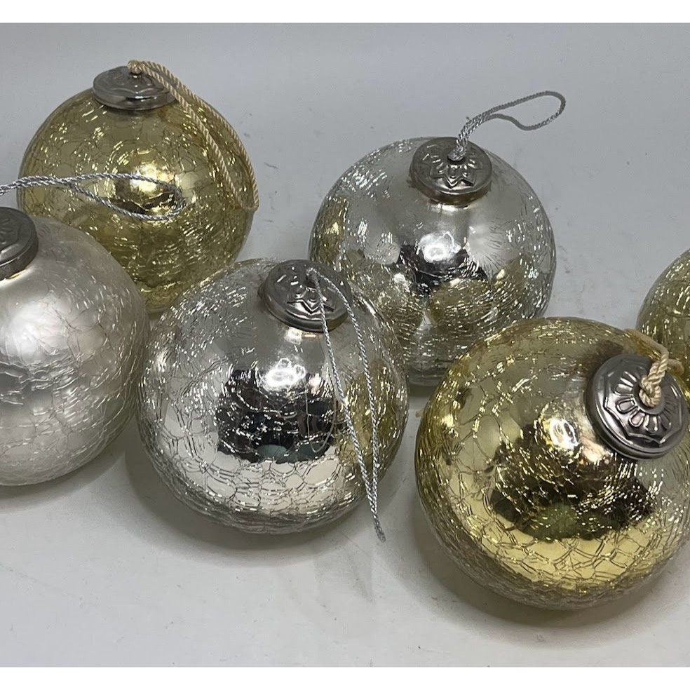 Crackled Glass Kugelstyle Ornament 4.5 Etsy