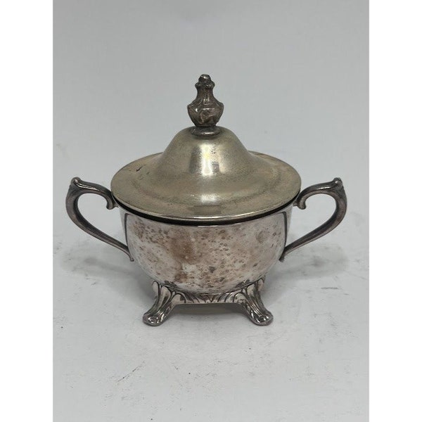 Lidded/Footed Metal Silverplate Sugar Bowl