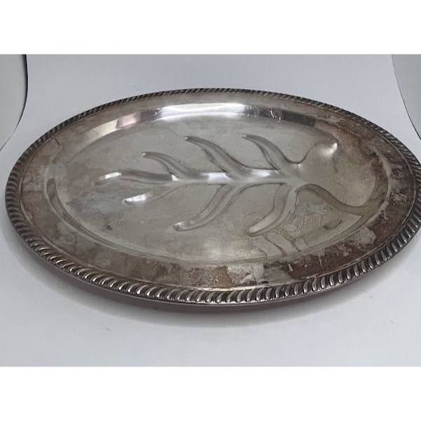 Metal Silverplate Meat/Serving Footed Tray 16"