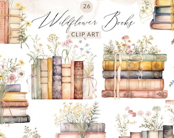 26 Wildflower Books Clipart Book Flowers Clipart, Bookshelf Clipart  Booklover Clipart, Boho Books Clipart, Literature Clipart, Commercial
