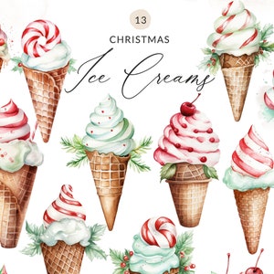 Weihnachten Eistüten Clipart, Aquarell Weihnachten Eiscreme ClipArt, Aquarell Eistüten Weihnachten, PNG Bilder, kommerzielle Nutzung
