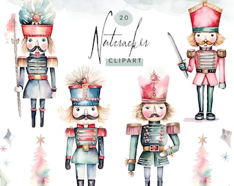 20 Watercolor Nutcracker Clipart, Nutcracker PNG, Christmas Nutcracker Clipart, Commercial Use, Instant Download Digital File