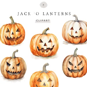 Aquarelle Jack O Lantern Clipart, Jacko Lantern Clipart, Halloween Pumpkins Clipart, Jack O Lantern PNG, Utilisation commerciale, Téléchargement instantané