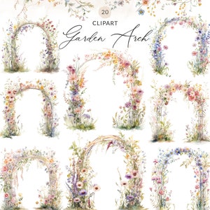 20 Märchen Garten Clipart, Aquarell Hochzeit Bogen Clipart Aquarell Frühling Garten Bogen PNG Bilder Märchen Garten Clipart Secret Garden