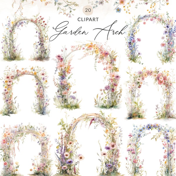 20 Fairytale Garden Clipart, Watercolor Wedding Arch Clipart Watercolor Spring Garden Arch PNG Images Fairytale Garden Clipart Secret Garden