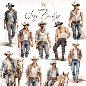 20 clipart de cowboys bonitos, imagens PNG de cowboy sexy, imagens de clipart de cowboys, imagens de clipart de cowboy texano em aquarela,
