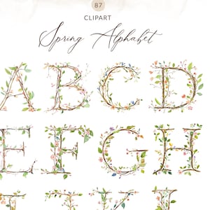 floral alphabet clipart