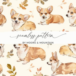 Corgis Nahtloses Hintergrundmuster Corgis Aquarell Digitaler Hintergrund für kommerzielle Nutzung Niedlicher Corgis Hintergrund