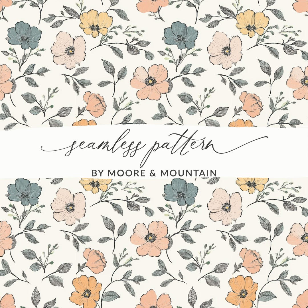 Floral Seamless Pattern, Digital Paper, Flower Design, Commercial Use ...