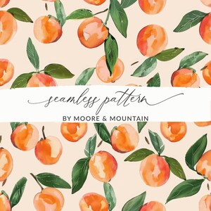 Watercolor Peaches Seamless Background Pattern, Painted Peaches Pattern Background, Repeating Image, Summer Peach, Georgia Peach Background