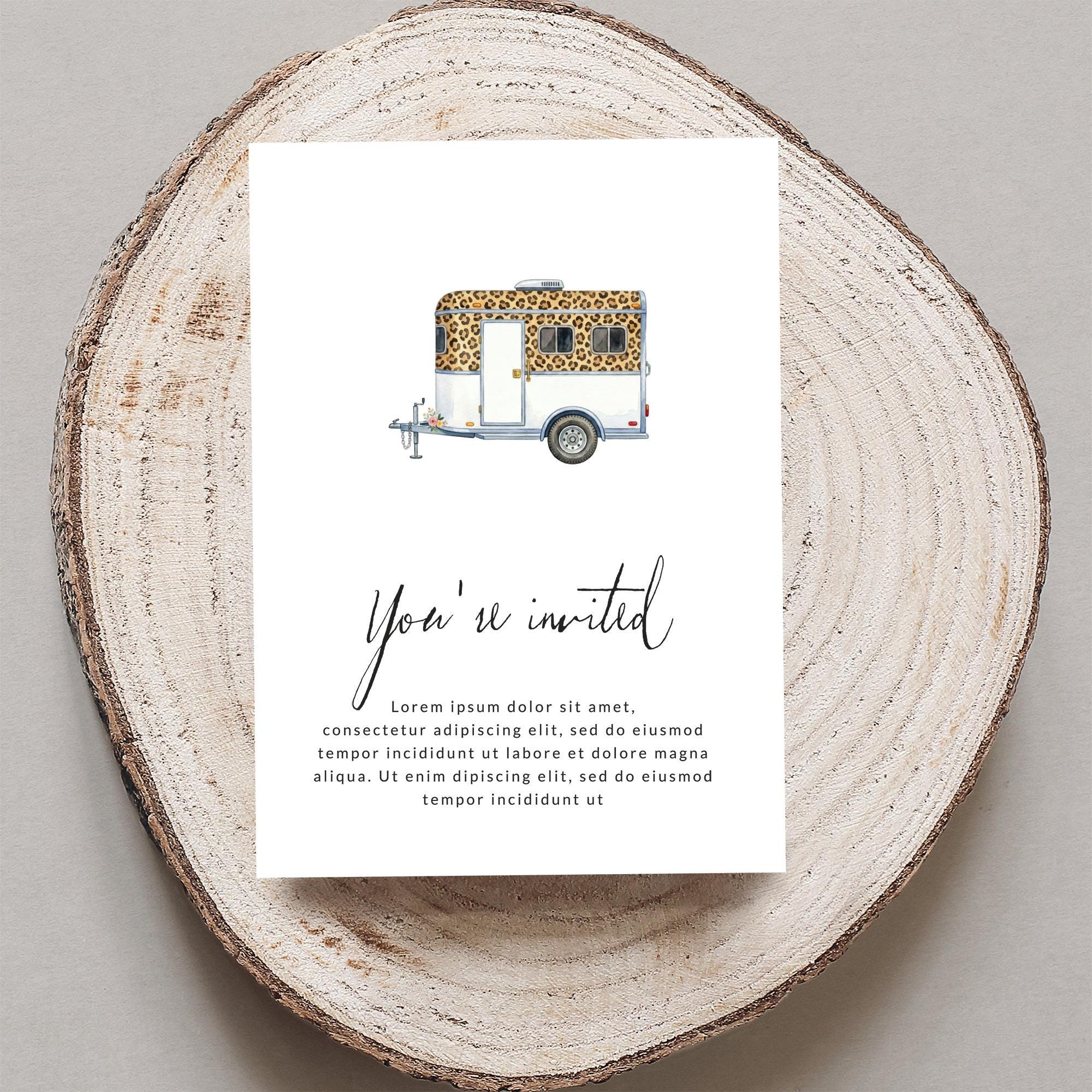 Watercolor Leopard Camper Clip Art PNG SVG Digital, Boho Travel Trailer ...