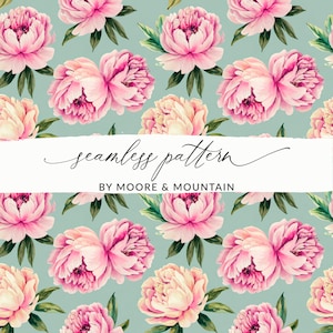 Vintage Peony Seamless Pattern Pink Peonies Background Digital Paper PNG Watercolor Roses Vintage Pattern Roses Wallpaper Pattern