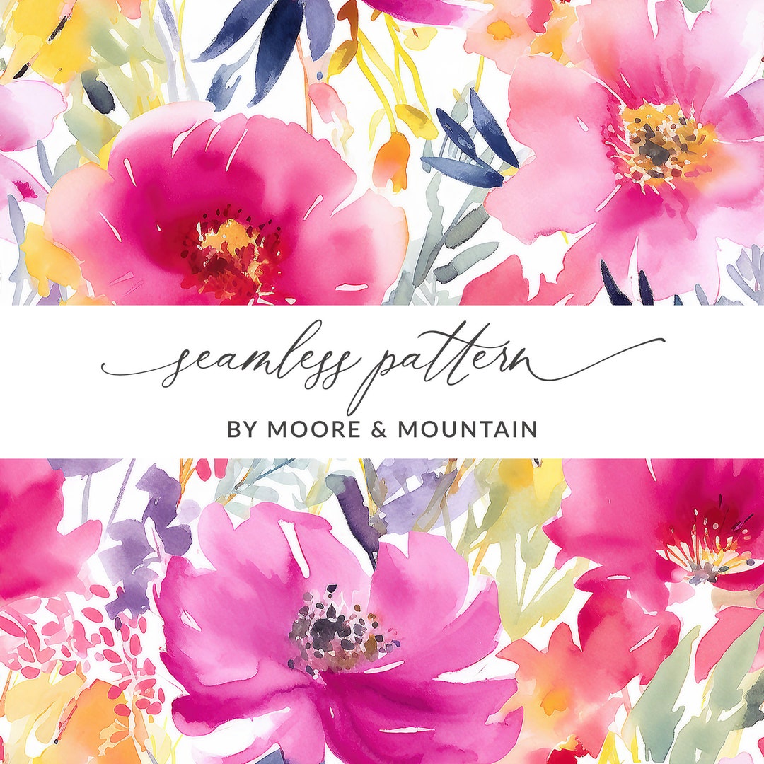 Pink Watercolor Floral Seamless Background Pattern Pink Blooms Pattern ...