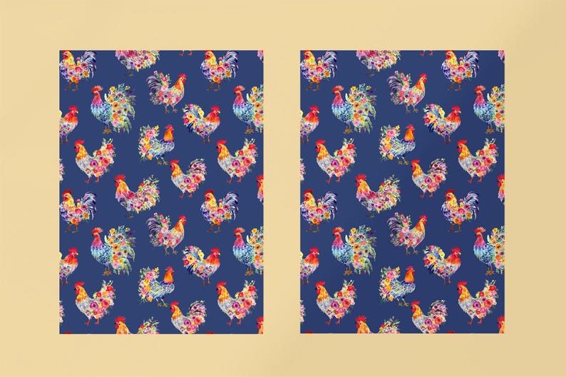 Chicken Repeat Pattern Cute Chickens Seamless Background Farmhouse Chicken Repeating Pattern ...