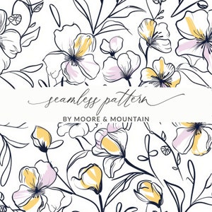 Nahtlose skizzierte Blumenmuster, Linie Kunst Blumenhintergrund, schwarze handgezeichnete Blumen Muster, schwarze Linie Kunst Blumen Hintergrundmuster