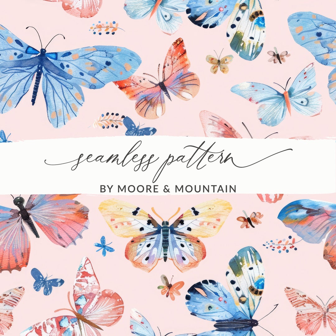 Light Musky Pink Pattern Pink Butterflies Pattern, Light Pink Watercolor Butterflies Pattern ...
