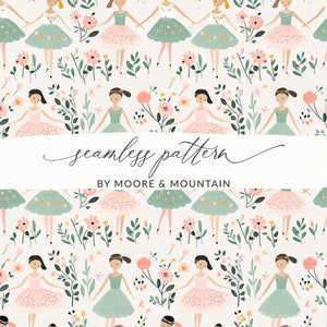 Seamless Dance Background Pattern, Seamless Ballerina Pattern, Cute Ballet Background, Ballet Seamless Digital Paper, Cute Dance Wallpaper