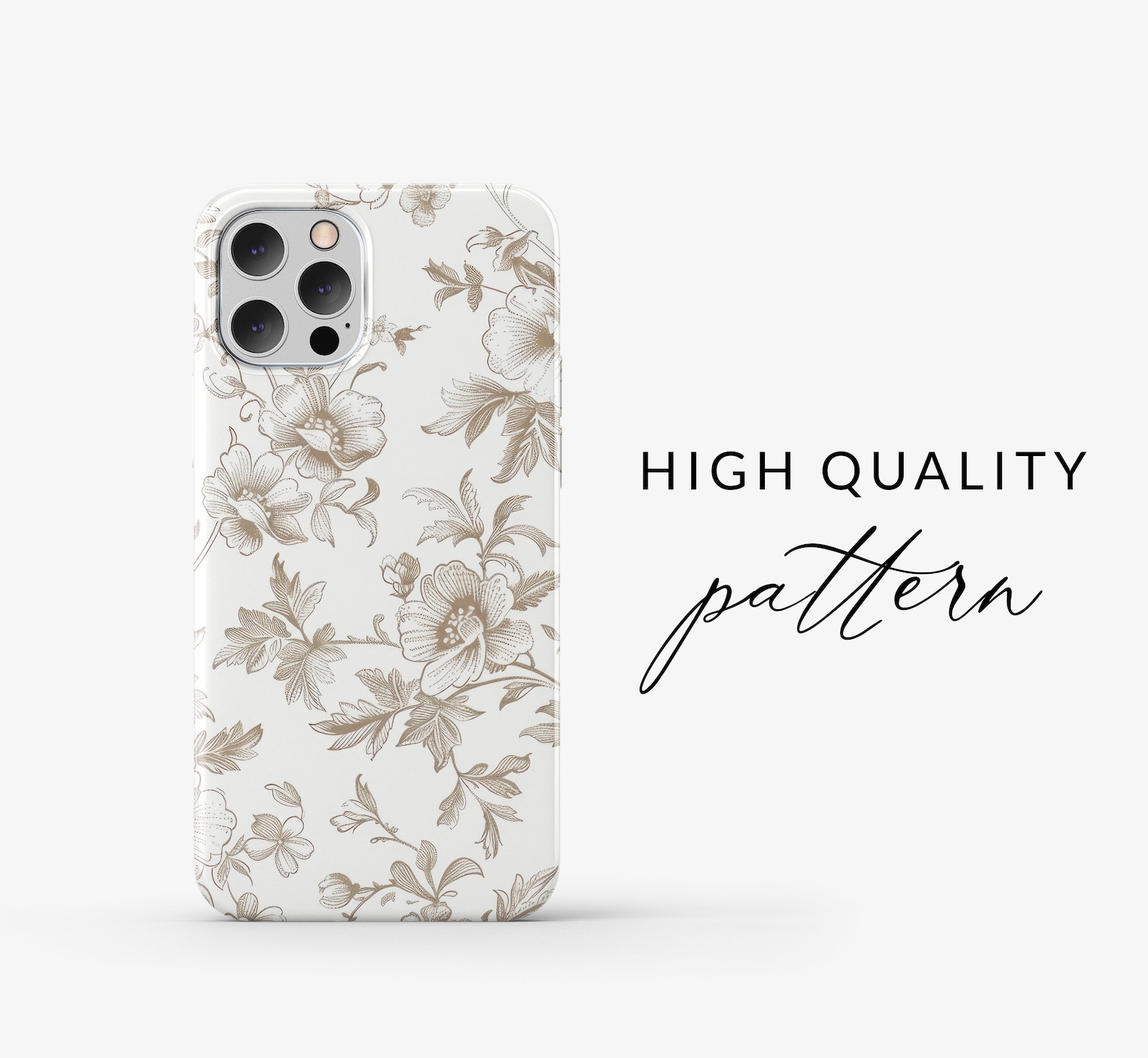 Subtle French Toile Seamless Pattern With Vines and Flowers, Gold and White Seamless Floral Vine ...