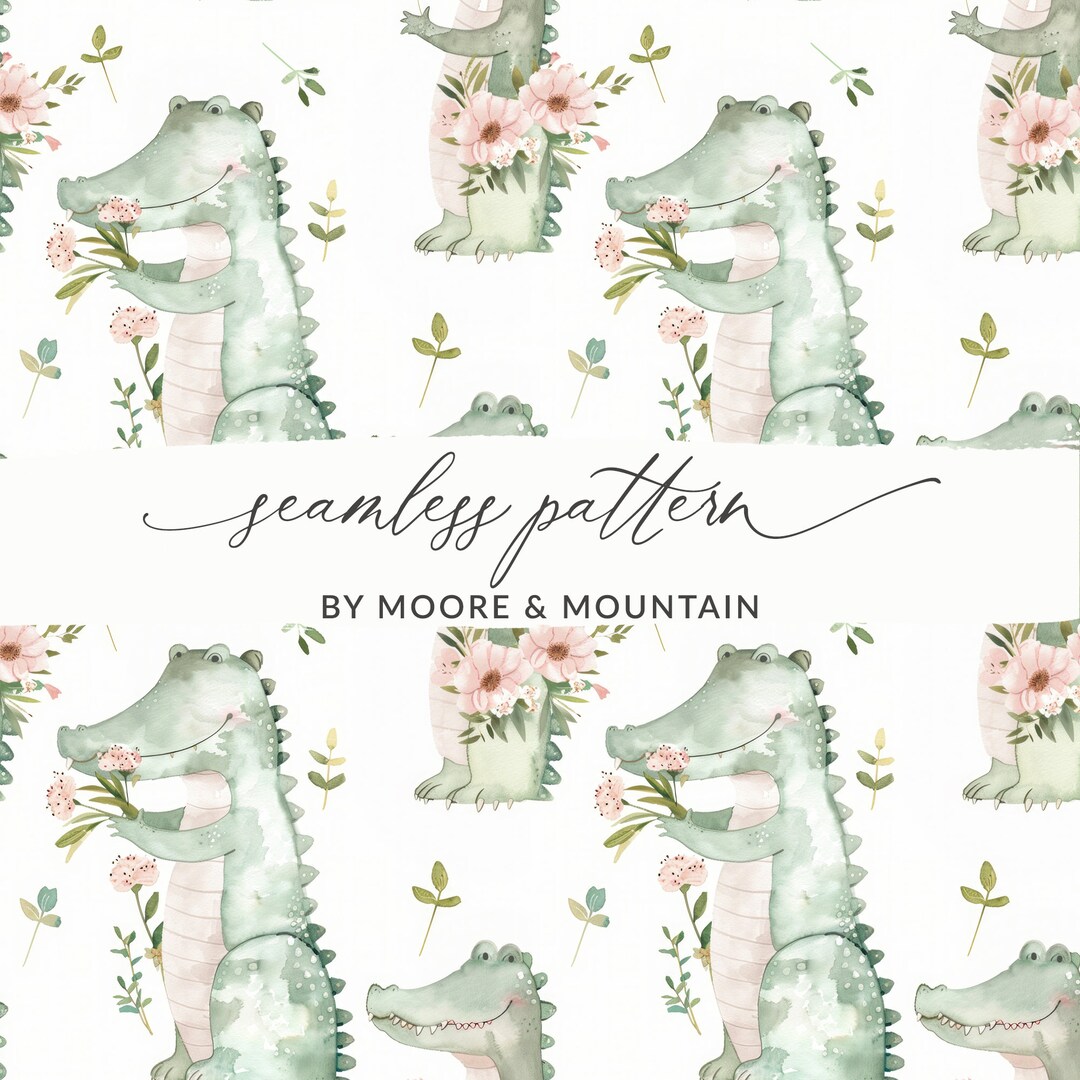 Cute Alligator Pattern Seamless Alligator Pattern, Cute Crocodile Background, Cute Dinosaur ...
