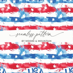 USA Seamless Background Pattern July 4th Seamless Red White and Blue Background Watercolor USA Patriotic Background JPEG
