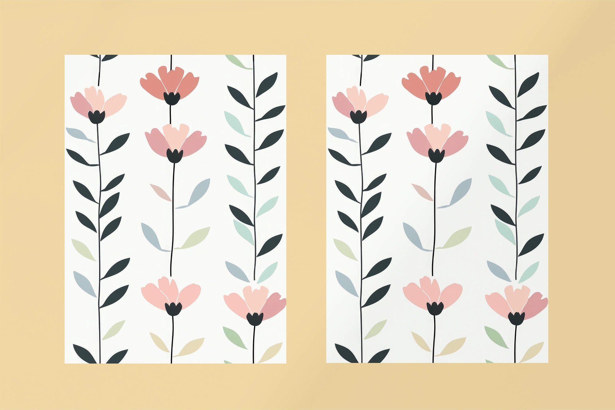Folk Flowers Seamless Pattern Scandinavian Floral Pattern Simple ...