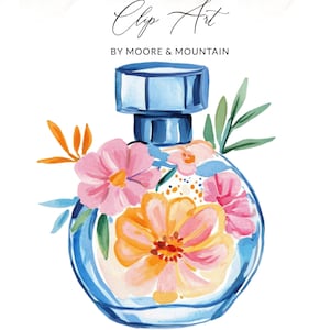 Aquarell Parfümflasche PNG SVG Sublimationsdatei Digitale Kunst für schicke Fashion & Beauty Crafts, elegantes Blumenmuster für Sie, Geschenkidee