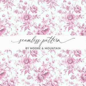 Padrão de chinoiserie aquarela Padrão floral de chinoiserie rosa Design floral chinês rosa, fundo sem costura de toile francês, rosa e creme