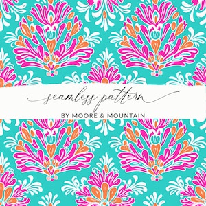 Preppy Damask Seamless Background Pattern Preppy Pink and Teal Background Pattern Preppy Abstract Background JPEG