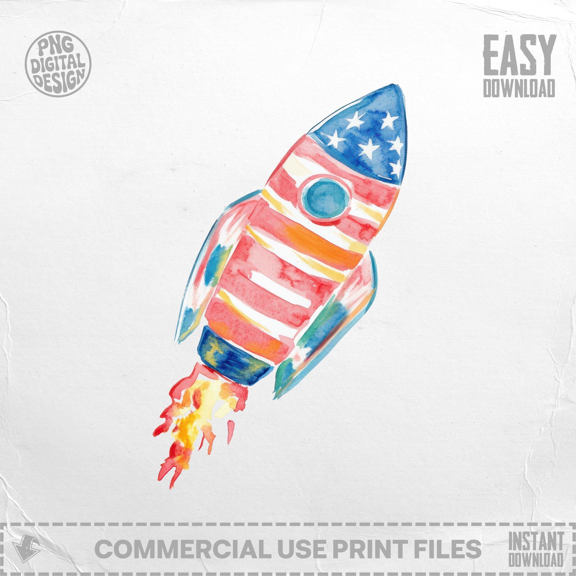 Preppy Rockets Patriotic Rocket Preppy Clip Art SVG, American Flag Watercolor Space ...