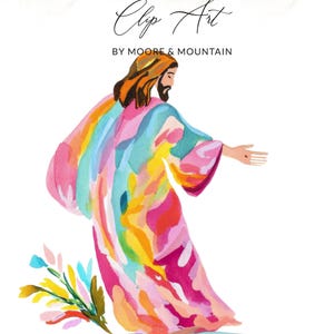 Watercolor Jesus Clipart, Religious Printable Art, Faith Art Illustration, Christian Digital Art, Pastel Colors Art Download