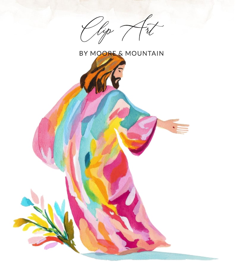 Watercolor Jesus Clipart, Religious Printable Art, Faith Art Illustration, Christian Digital Art, Pastel Colors Art Download