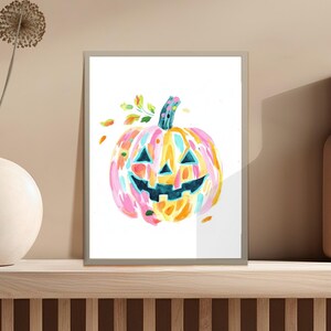 Colorful Pumpkin Wall Art, Halloween Decor Print, Fall Seasonal Artwork, Unique Pumpkin Illustration Poster, Vibrant Autumn Artwork