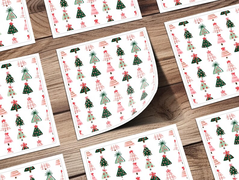 Christmas Tree Pattern Wrapping Paper, Holiday Gift Wrap, Festive Seasonal Design, Bulk Sheets
