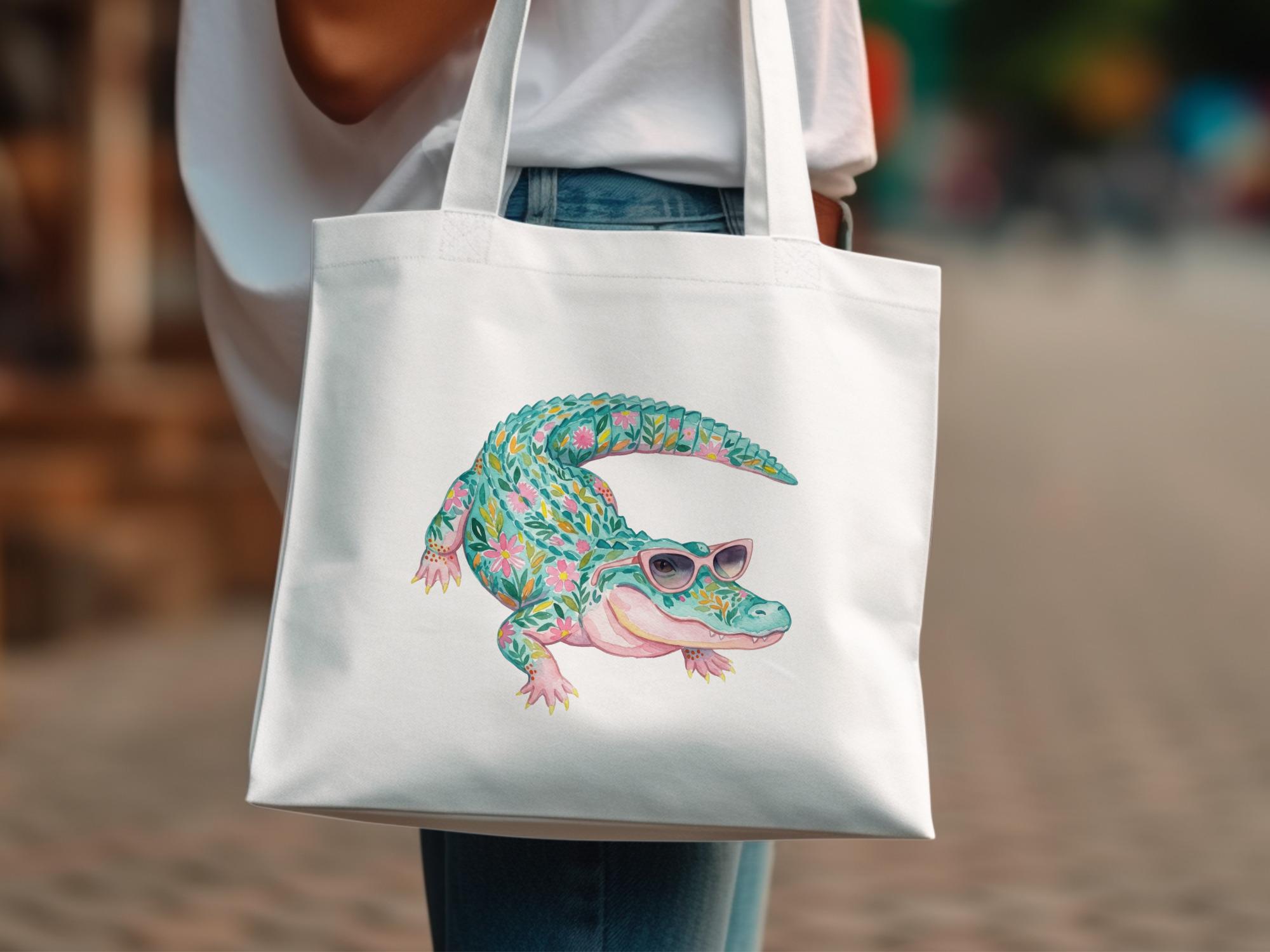 Floral Alligator Digital Download, Whimsical Watercolor Gator With ...