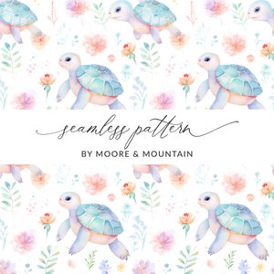 Lila nahtlose Schildkröte Muster, Pastell Schildkröte nahtlose Hintergrund, niedliche Aquarell Schildkröte nahtlose Design für Oberflächenmuster, kommerzielle Nutzung