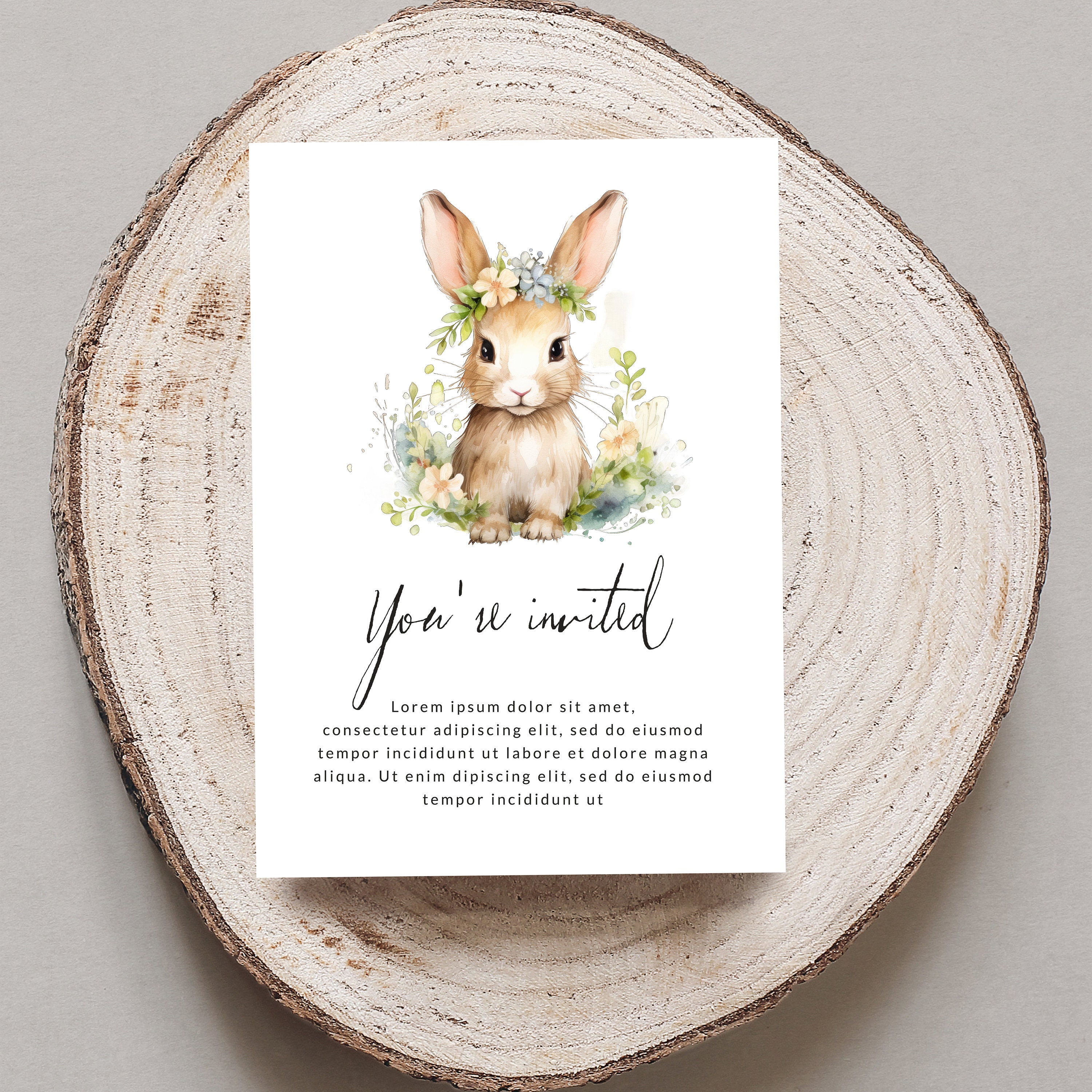 Boho Watercolor Bunny Clipart, Spring Bunnies With Flowers Clipart ...