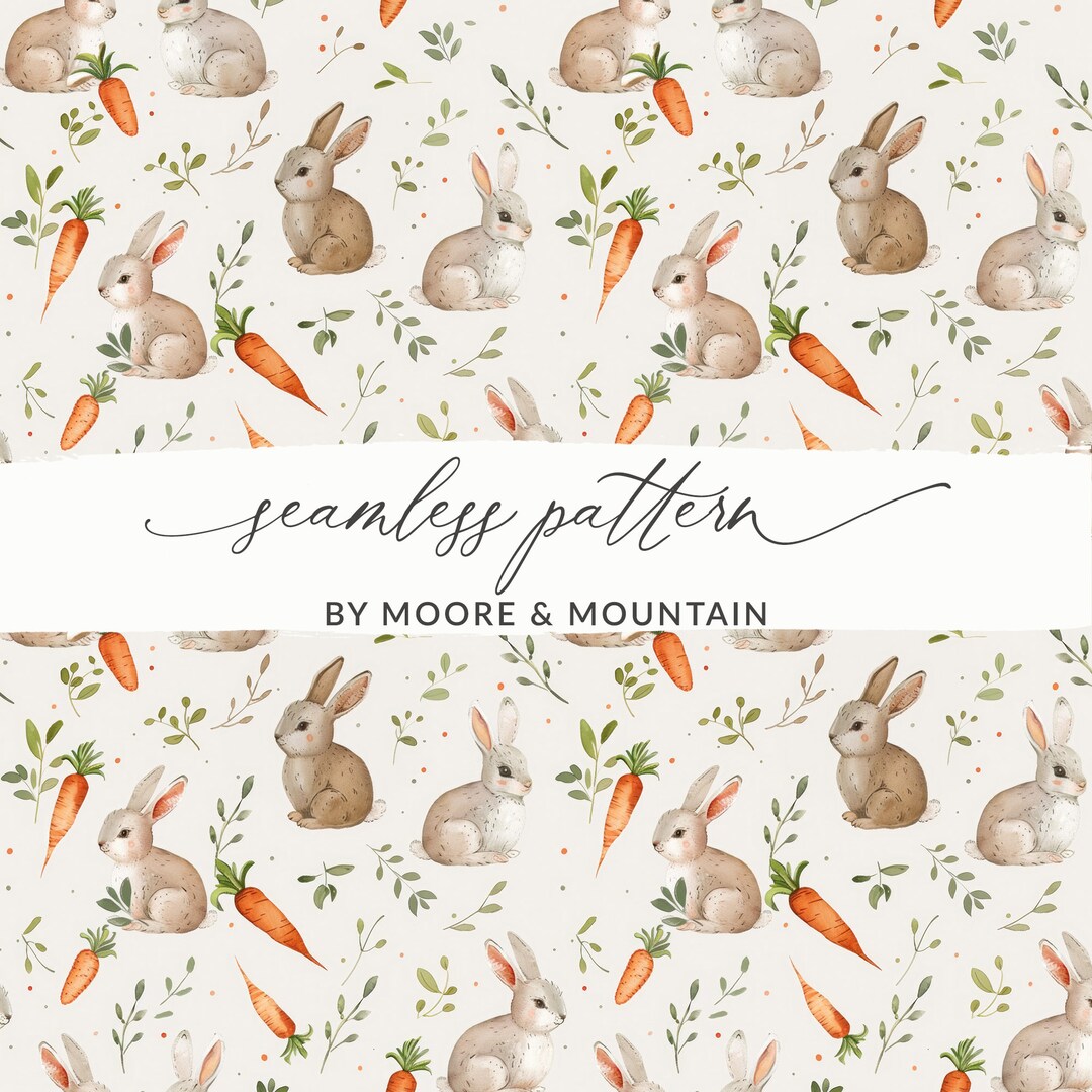 Bunny and Carrot Seamless Pattern Spring Bunnies Pattern, Rabbit With ...